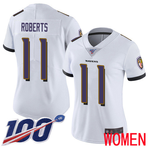 Baltimore Ravens Limited White Women Seth Roberts Road Jersey NFL Football 11 100th Season Vapor Untouchable